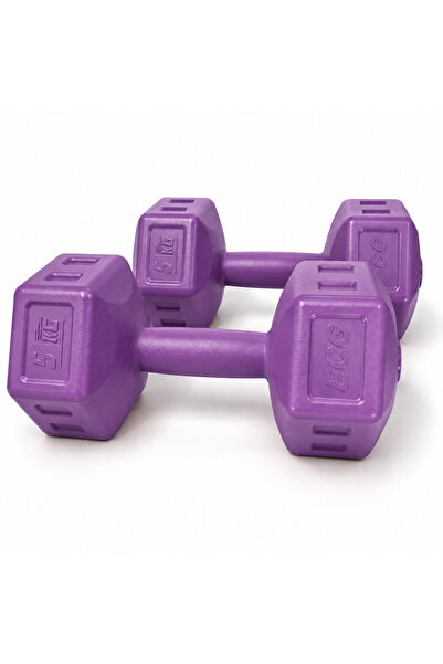 ECG Spor 5 Kg Dambıl Seti 5 Kg X 2 Adet Toplam 10 Kg Ağırlık Seti Mor