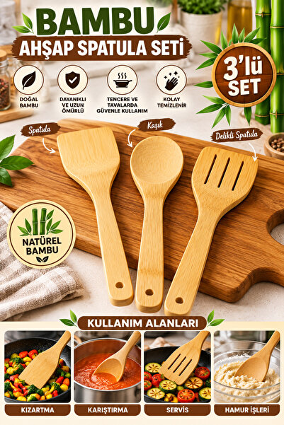 MİMOZA PARK 3-Piece Bamboo Serving Set - Mixing Set