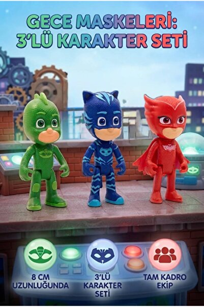 Tıfıl Toys Pijamaskeliler 3'lü Karakter Figür Seti Kedi Çocuk Baykuş Kız ve G...
