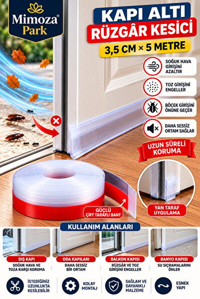 MİMOZA PARK 5 Metre Kendinden Yapışkanlı Rüzgar Kesici Bant Kapı Pencere İzol...