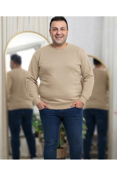 Hamo kids Erkek Battal Kalıp Uzun Kollu Bisiklet Yaka Sweatshirt - ten rengi