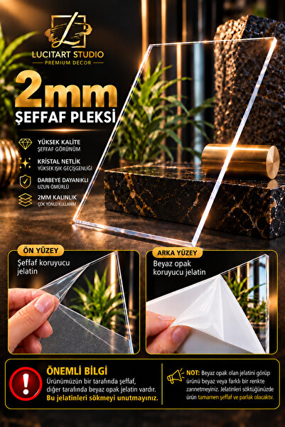 LucitART Şeffaf Pleksi Levha 2mm | Cam Görünümlü Akrilik Pleksiglass Mika | T...