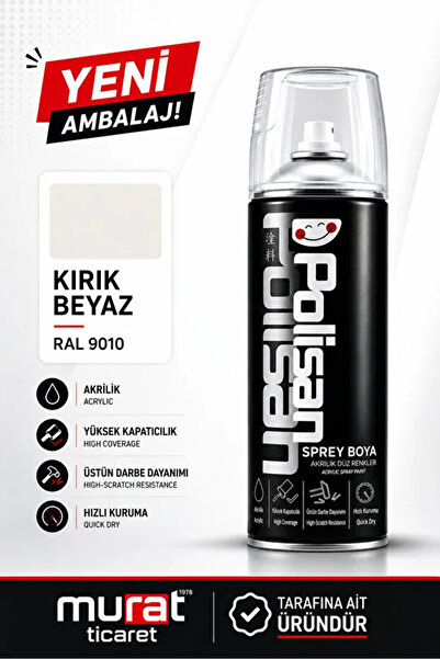 Polisan Akrilik Kırık Beyaz Sprey Boya 400 ml - RAL 9010