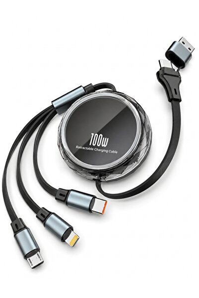 Deppo Trend 100W Lightning/Type-C/Micro USB Uyumlu USB/Type-C Girişli Makaral...