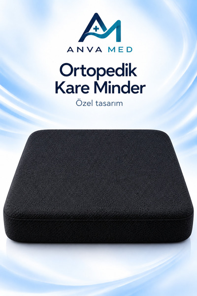 Visko Araç Ortopedik Oturma Minderi 44x44 cm – Hafızalı Sünger Kare Koltuk Minderi