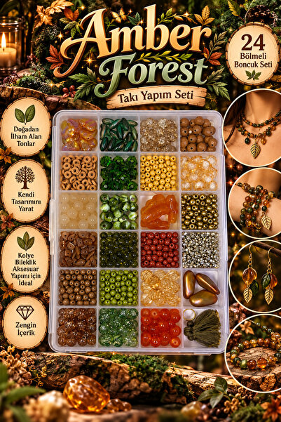 By MO Accessories Σετ κατασκευής κοσμημάτων με 24 χάντρες Amber Forest – Κιτ ...