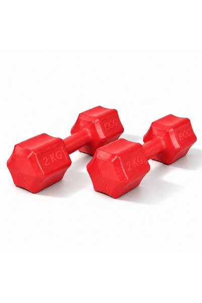 ECG Spor 2 Kg Kırmızı Dambıl Seti 2 Kg X 2 Adet Toplam 4 Kg Ağırlık Seti