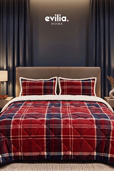 Merinos Comforter Çift Kişilik Yorgan Seti Kırmızı