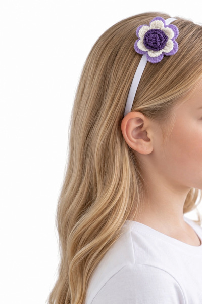 nftart.design Top Knitted and Felted Flowers - Children's Crown - Handmade
