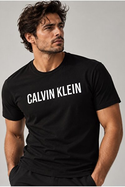 Calvin Klein تي شيرت رجالي منسوج من القطن العضوي بقصة ضيقة