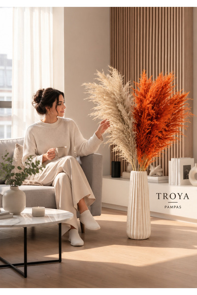Turuncu Krem Pampas 20 Adet 100 cm