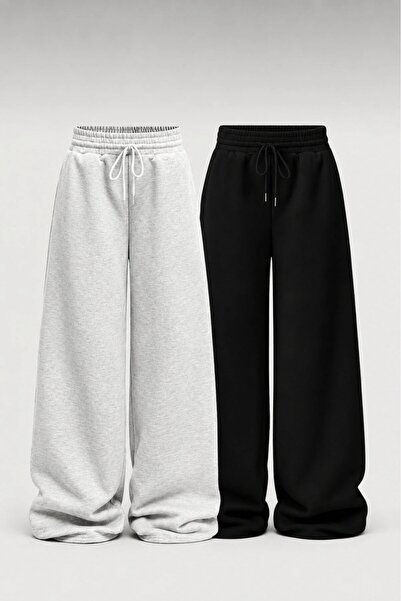 MNKSPORT (2 Pieces) Sweatpants Set Bagy High Waist Sweatpants Sportwear Cmpany