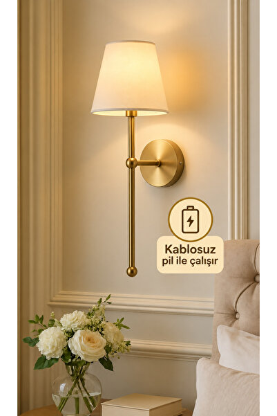 burenze Modern Tasarım 1 Adet Ledli Pilli Aplik Tak Çalıştır Eskitme Gold Sar...
