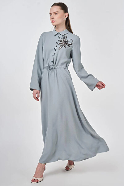 KYR Sequin Embroidered Maxi Dress Gray