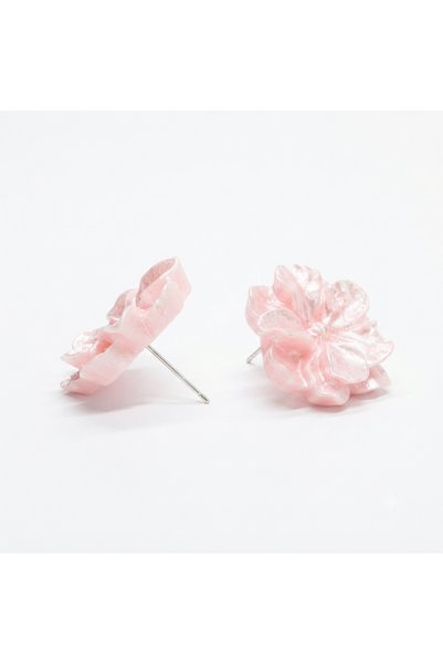 PIETRICELE Cercei cu floare roz și argint 925, 24mm