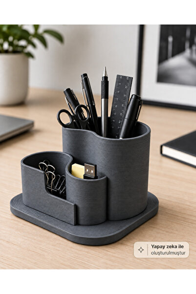 3D Baskı Çok Bölmeli Masaüstü Organizer Kalemlik
