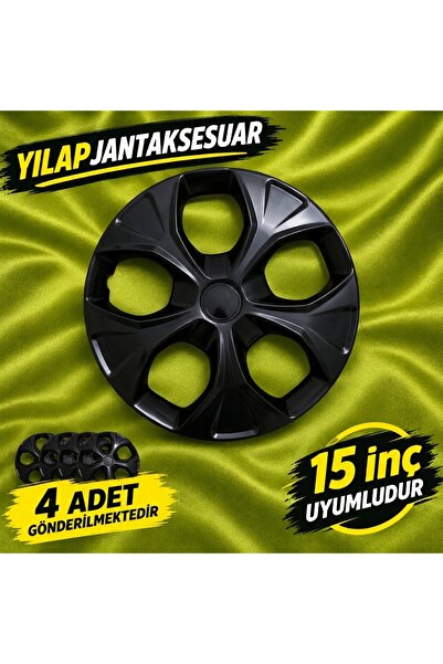 YILAPJANT Renault Clio 15'' Inç Siyah Jant Kapağı 4 Adet 1 Takım 1009