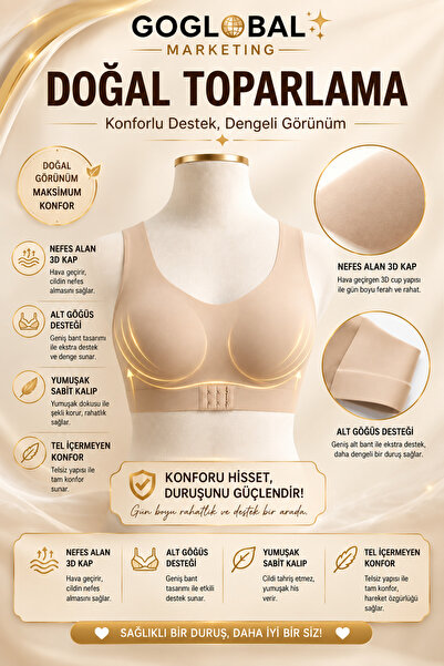 goglobal Women's Cross Back Support Gathering Bra Without Underwire Wide Stra...