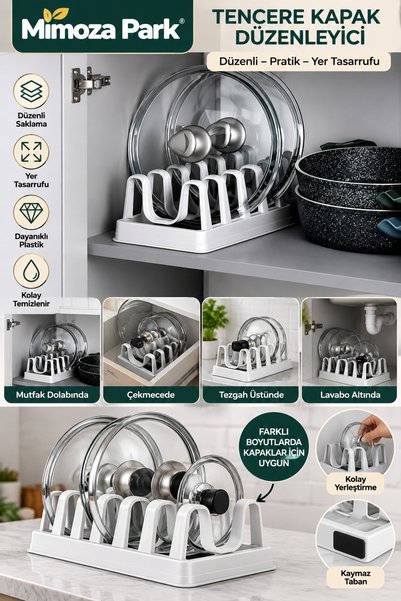 MİMOZA PARK 2-Piece Pot Lid Organizer Set with 6 Compartments