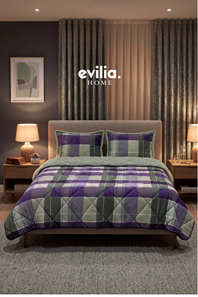 Merinos Comforter Çift Kişilik Yorgan Seti Mor