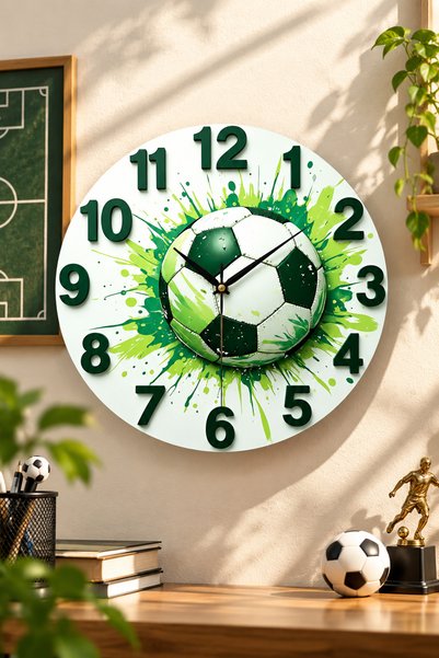 AA Shop Futbol Top Renkli Baskı Desenli Sayılı Yılbaşı Hediyelik Ahşap Sessiz...
