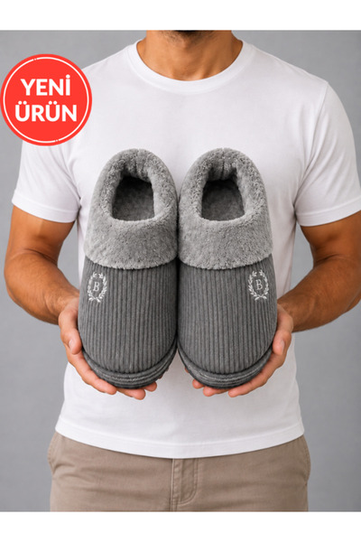 STOCON SoftWarm Lüks Ev Ayakkabısı Çeyizlik Fitilli Kadife İçi Peluş Kaymaz T...