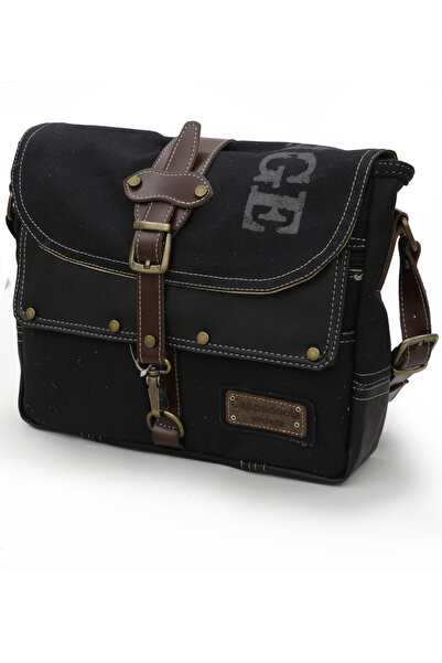 Generic Brand 4046 Antiochia Shoulder Postman Black Waterproof Waxed Cotton C...