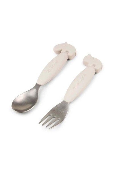 Done by Deer - Deer Friends - Stainless Steel Fork & Spoon Set - Beige