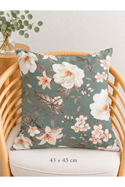 Decamor home Roza Magnolija Cvjetni Uzorak Navlaka za Jastuk Zelena