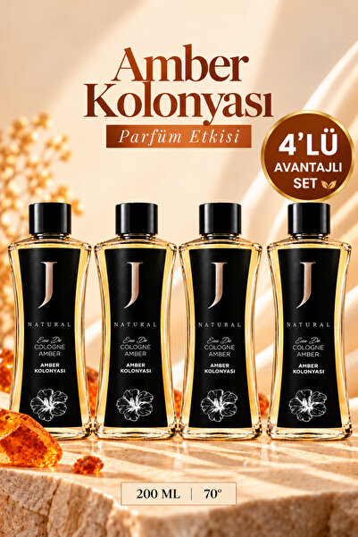 Amber Kolonyası 200 ml x 4 - 4'lü Avantajlı Kolonya Seti