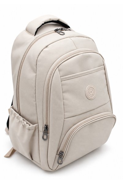 Bevitton Beige School Bag Waterproof Fabric Unisex School Backpack 1710