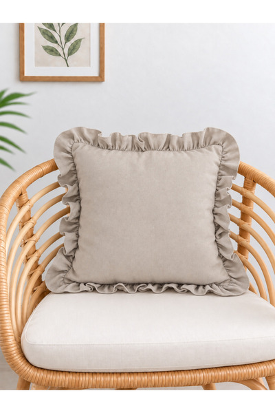 Decamor home Pearl Moon Stone Ruffled Throw Pillow Cover 1 Piece