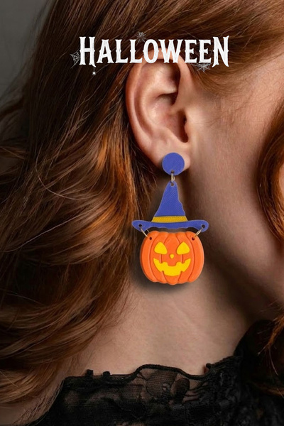 Happiears Halloween Cadılar Bayramı Bal Kabağı Özel Tasarım Küpe (Pumpkin)