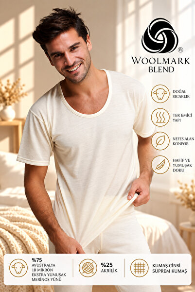 Hasyün Men'S, Merino Wool, Fine Wool, Sweat Wicking, Short Sleeve, Thermal Un...