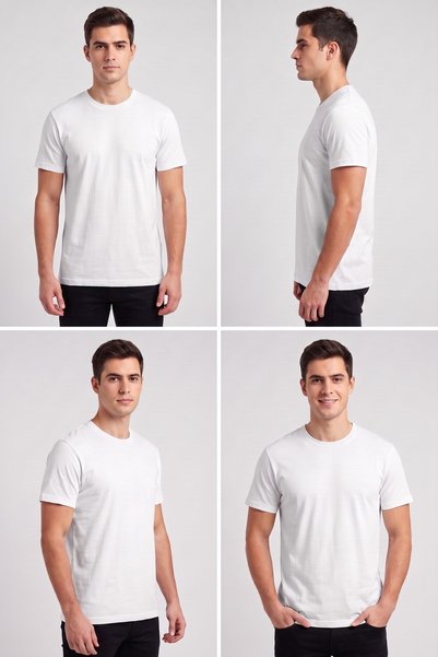 Stoykis Men's white 100% cotton 5-pack t-shirt regular fit