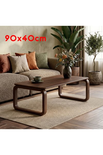Pera-Home UK Masif Meşe Doğal Ahşap Orta Sehpa - Oval Ayaklı İskandinav Tasar...