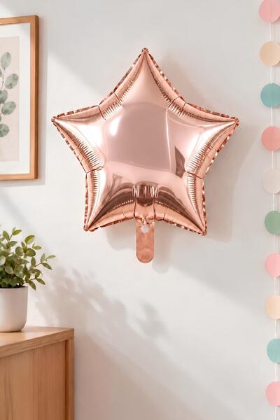 Patladı Gitti Rose Gold Yıldız Folyo Balon 45 cm - Bebek Çocuk Parti Kutlama