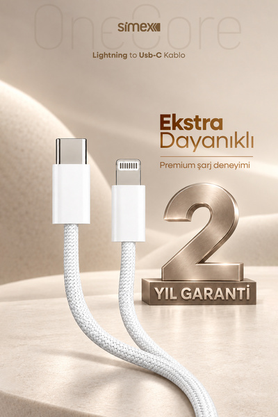 Simex iPhone 11 12 13 14 Uyumlu Type-C to Lightning 20W Hızlı Şarj Kablosu 1 ...