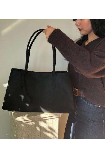 lalettobags Women's Black Eda Model Suede Large Bag
