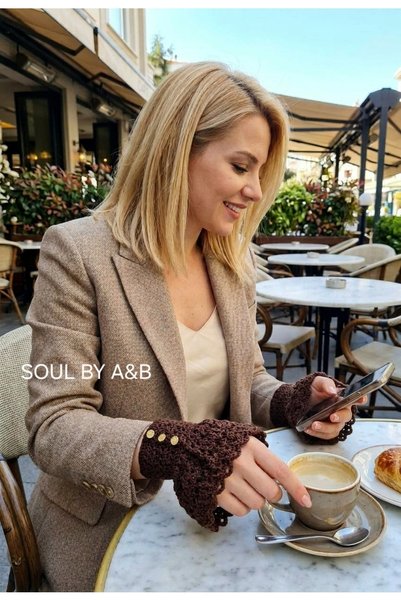 SOUL BY A&B Hand-Knitted Cuff Gloves, Arm Warmers, Fingerless Gloves, Jacket Coat Dress Accessory