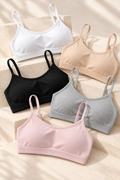 twenty ipek Women's Colorful 5-Piece String Strap Padded Sports Bra Half Tank...