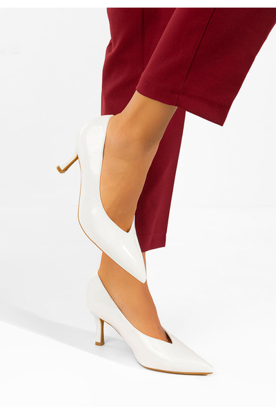 B T Shoes Pantofi cu toc subtire Latafia albi