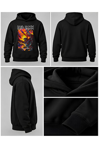 BUTSHIRT ‘ICED EARTH – The Dark Saga‘ Baskılı Unisex Kapüşonlu DAR Kesim Sweatshirt