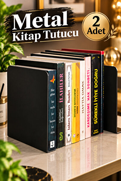 VENON 2 Adet || SİYAH || Düz Model Metal Kitap Desteği Kitap Tutucu Dekoratif...