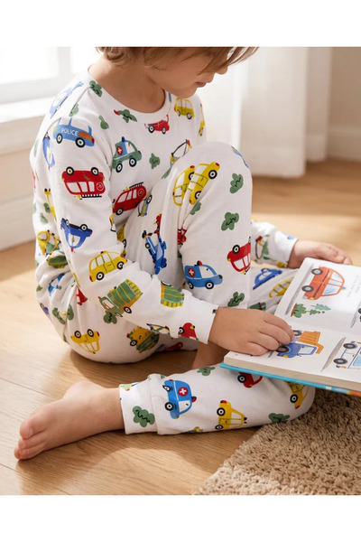 meymers Boys' Vehicle-Patterned Long-Sleeved Pajama Set