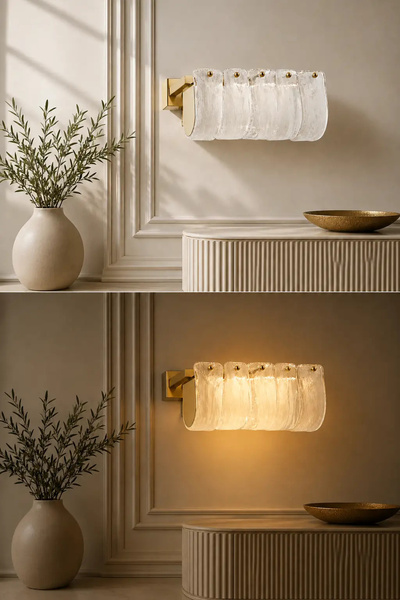 Elvora Home (PREMIUM) Eskitme Gold Cam Taşlı LED Aplik 3 Renk Dekoratif Duvar...