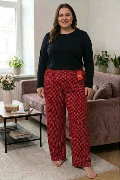elma abone Super Battal Women's Suede Elastic Pants