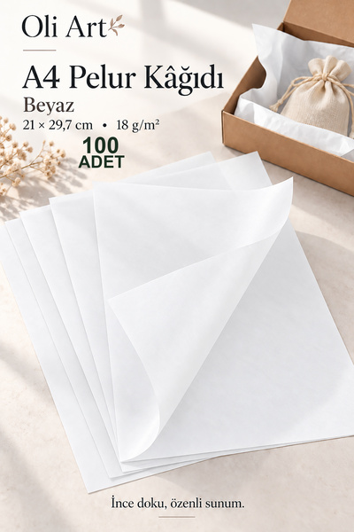 OLİ Art 20x30 ورق بيورور أبيض 100 قطعة ورق ميلاج ورق بيورور رقيق A4 100 قطعة