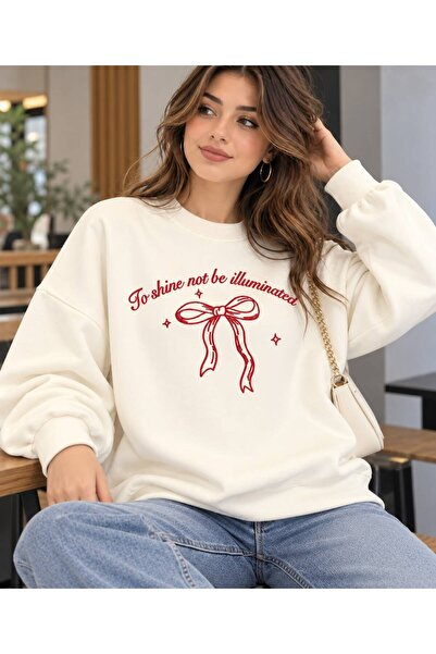 CROFT (3 İPLİK) To Shine Baskılı Oversize Bisiklet Yaka Sweatshirt