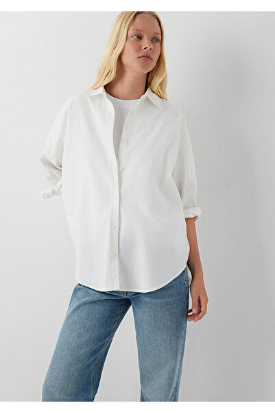 Mavi Ekru Gömlek Oversize / Geniş Kesim 1220427-70057